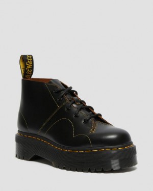 Black — Vintage Smooth Dr.Martens Church Platform Monkey Boots | SN-DM84867