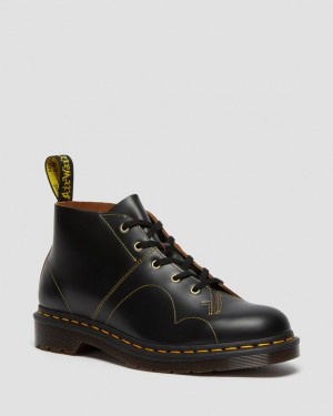 Black — Vintage Smooth Dr.Martens Church Vintage Monkey Boots | SN-DM84879
