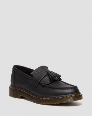 Black — Virginia Dr.Martens Adrian Virginia Leather Tassel Loafers | SN-DM84490