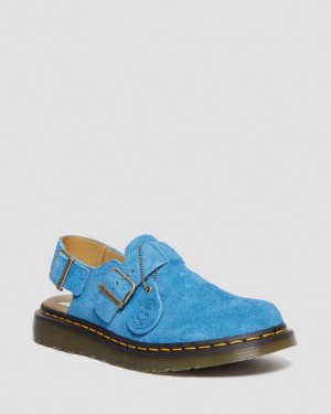 Blue — Repello Calf Suede (Gum Oil) Dr.Martens Jorge Made in England Suede Slingback Mules | SN-DM85065