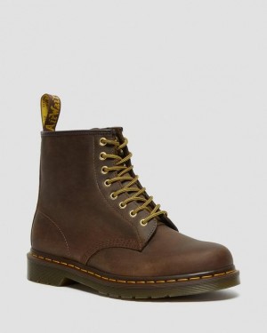 Brown — Crazy Horse Dr.Martens 1460 Crazy Horse Leather Lace Up Boots | SN-DM84273
