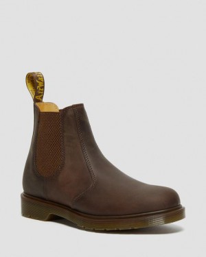 Brown — Crazy Horse Dr.Martens 2976 Crazy Horse Leather Chelsea Boots | SN-DM84905