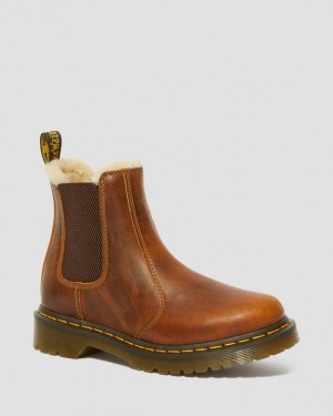 Butterscotch — Orleans Dr.Martens 2976 Faux Fur Lined Chelsea Boots | SN-DM84440