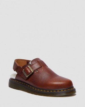 Cashew — Ambassador Dr.Martens Jorge II Ambassador Faux Fur Lined Slingback Mules | SN-DM84976