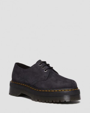 Charcoal Grey — Tumbled Nubuck Dr.Martens 1461 II Tumbled Nubuck Leather Platform Casual Shoes | SN-DM84738