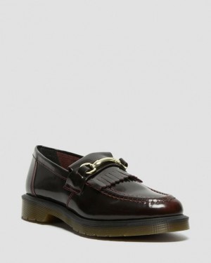 Cherry Red — Arcadia Dr.Martens Adrian Snaffle Smooth Leather Kiltie Loafers | SN-DM85016