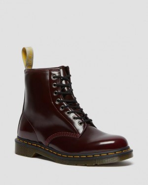 Cherry Red — Oxford Rub Off Dr.Martens Vegan 1460 Lace Up Boots | SN-DM84261