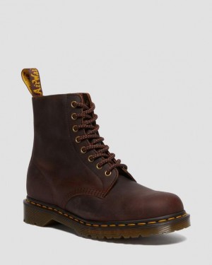 Chestnut — Waxed Full Grain Dr.Martens 1460 Waxed Full Grain Leather Lace Up Boots | SN-DM84310