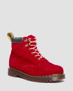 DMS RED — Long Napped Suede Dr.Martens 939 Ben Suede Padded Collar Lace Up Boots | SN-DM84815