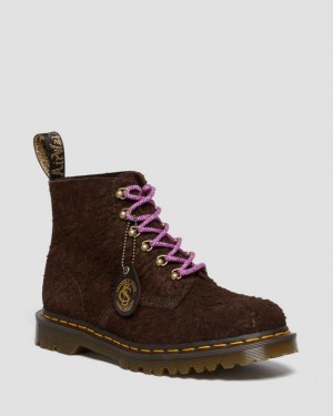 Dark Brown Dr.Martens 101 Made in England Hardware Suede Ankle Boots | SN-DM84190