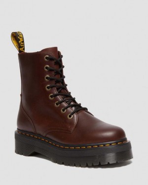 Dark Brown Dr.Martens Jadon Boot Pull Up Leather Platforms | SN-DM85126