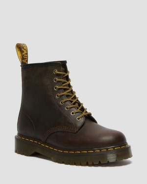 Dark Brown — Crazy Horse Dr.Martens 1460 Bex Crazy Horse Leather Lace Up Boots | SN-DM85122