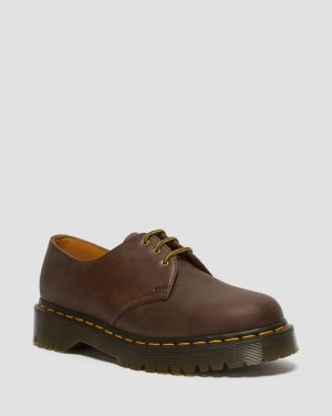 Dark Brown — Crazy Horse Dr.Martens 1461 Bex Crazy Horse Leather Oxford Shoes | SN-DM85149
