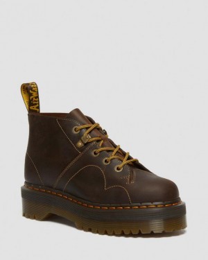Dark Brown — Crazy Horse Dr.Martens Church Arc Crazy Horse Platform Monkey Boots | SN-DM84859