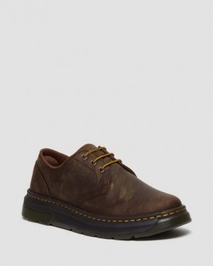 Dark Brown — Crazy Horse Dr.Martens Crewson Lo Crazy Horse Leather Casual Shoes | SN-DM84524