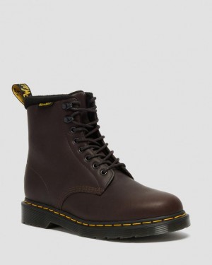 Dark Brown — Valor Wp Dr.Martens 1460 Warmwair Leather Lace Up Boots | SN-DM84994