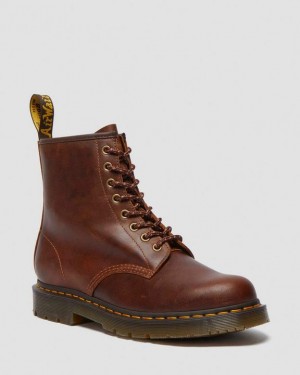 Dark Tan Dr.Martens 1460 Slip Resistant Leather Lace Up Boots | SN-DM84133