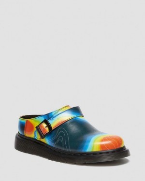 Genix Nappa Dr.Martens Isham Genix Nappa Reclaimed Thermal Map Leather Slingback Mule | SN-DM85083