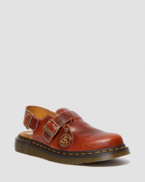 HERITAGE TAN Dr.Martens Jorge Made in England Classic Leather Slingback Mules | SN-DM85070