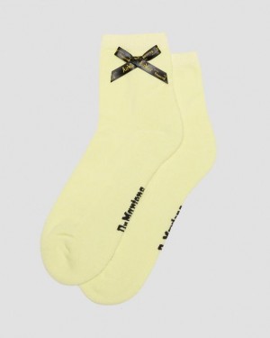 Lemon Yellow — Cotton Blend Dr.Martens Ankle Bow Organic Cotton Blend Socks | SN-DM85238