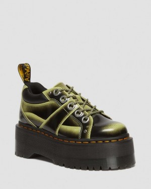 Lime Green — Arcadia Dr.Martens 5-Eye Max Distressed Leather Platform Shoes | SN-DM84720