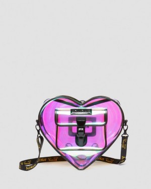 Multi+Black Dr.Martens Heart Shaped Iridescent Transparent Backpack | SN-DM84784