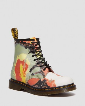 Multi — Backhand Dr.Martens 1460 Tate 'Volcanic Flare' Leather Lace Up Boots | SN-DM84813