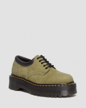 Muted Olive — Titan Dr.Martens 8053 Tumbled Nubuck Leather Platform Casual Shoes | SN-DM84729
