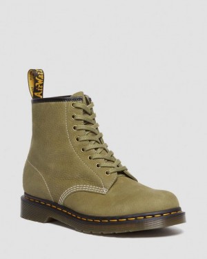 Muted Olive — Tumbled Nubuck Dr.Martens 1460 Tumbled Nubuck Leather Lace Up Boots | SN-DM84872