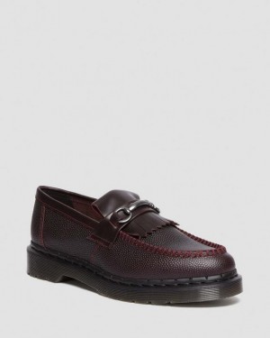OXBLOOD Dr.Martens Adrian Snaffle Pebble Grain Leather Kiltie Loafers | SN-DM85008