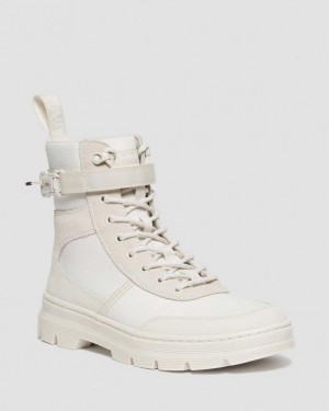 Off White+Natural — Poly Ripstop + Eh Suede + Ajax Dr.Martens Combs Tech Poly & Suede Casual Boots | SN-DM84817