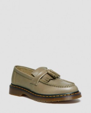 Olive — Carrara Dr.Martens Adrian Carrara Leather Tassel Loafers | SN-DM84487
