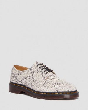 Sand+Black — Python Print Suede Dr.Martens 2046 Snake Print Suede Oxford Shoes | SN-DM84520