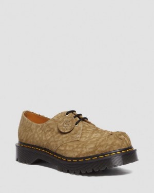 Savannah Tan Dr.Martens 1461 Bex Made in England Emboss Suede Oxford Shoes | SN-DM84521