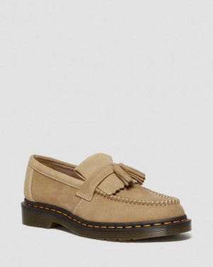Savannah Tan — Tumbled Nubuck Dr.Martens Adrian Tumbled Nubuck Leather Tassel Loafers | SN-DM85014