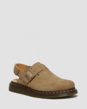 Savannah Tan — Tumbled Nubuck Dr.Martens Jorge II Tumbled Nubuck Leather Slingback Mules | SN-DM85088