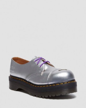 Silver — Alumix Dr.Martens 1461 Platform MADEME Leather Oxford Shoes | SN-DM84717