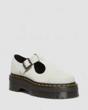 Smoked Mint — Tumbled Nubuck Dr.Martens Bethan Tumbled Nubuck Leather Platform Mary Jane Shoes | SN-DM84460