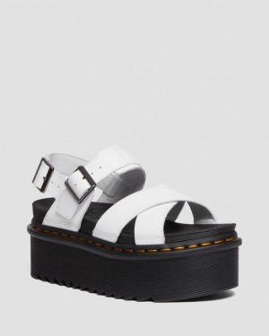 White — Athena Dr.Martens Voss II Athena Leather Strap Platform Sandals | SN-DM84713