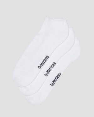 White — Cotton Blend Dr.Martens Double Doc Organic Cotton Blend Short 3-Pack Socks | SN-DM85254