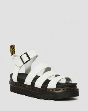 White — Hydro Leather Dr.Martens Blaire Hydro Leather Strap Sandals | SN-DM84642