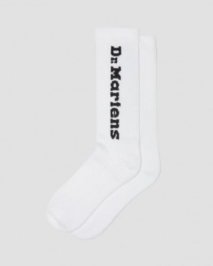 White — Organic Cotton Blend Dr.Martens Vertical Logo Cotton Blend Socks Black | SN-DM85231
