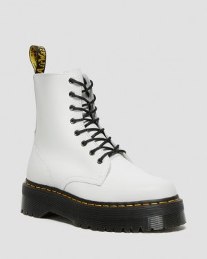 White — Polished Smooth Dr.Martens Jadon Boot Smooth Leather Platforms | SN-DM85135